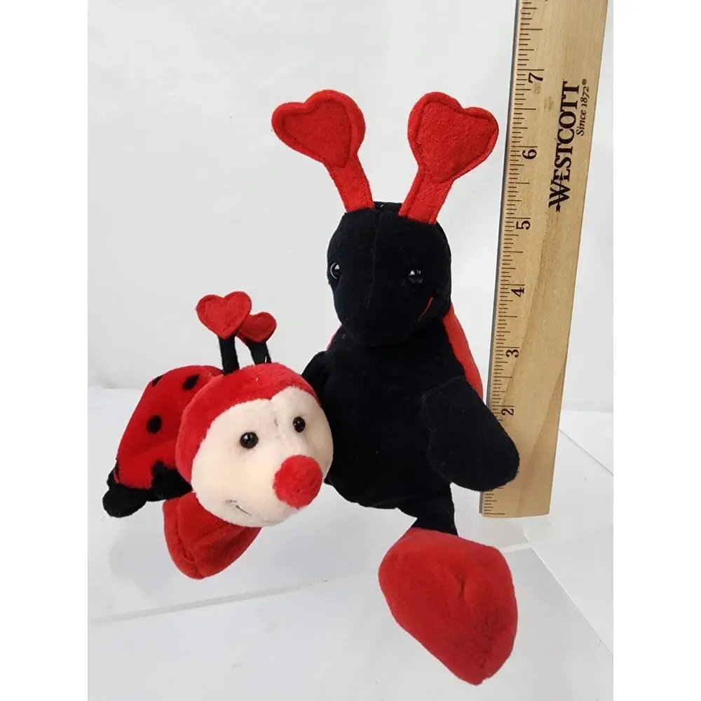 Ladybug Plush Russ “Love Bug” and Ganz 1997 Lady Luv Bugs 2 Black & Red Cute